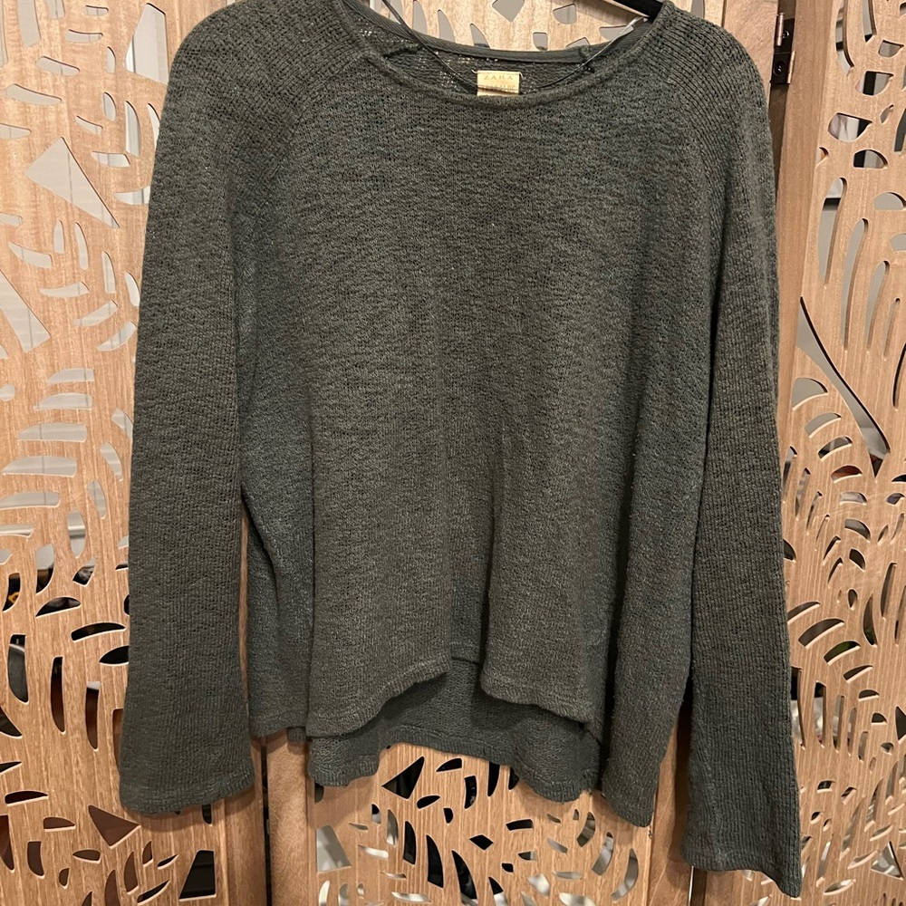 Zara Olive Green Knit Pullover Sweater